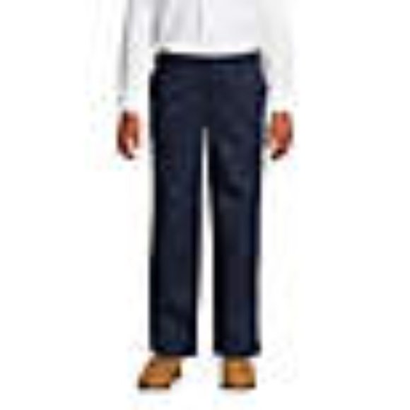 Lands' End Boys Iron Knee Plain Front Chino Pants, Black, Unhemmed, NWT - Picture 3 of 3